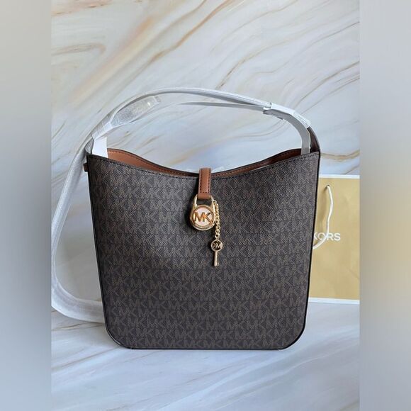 Michael Kors Women's  Leather Shoulder Bag Lyra All Overprint  Brown - Picture 2 of 7